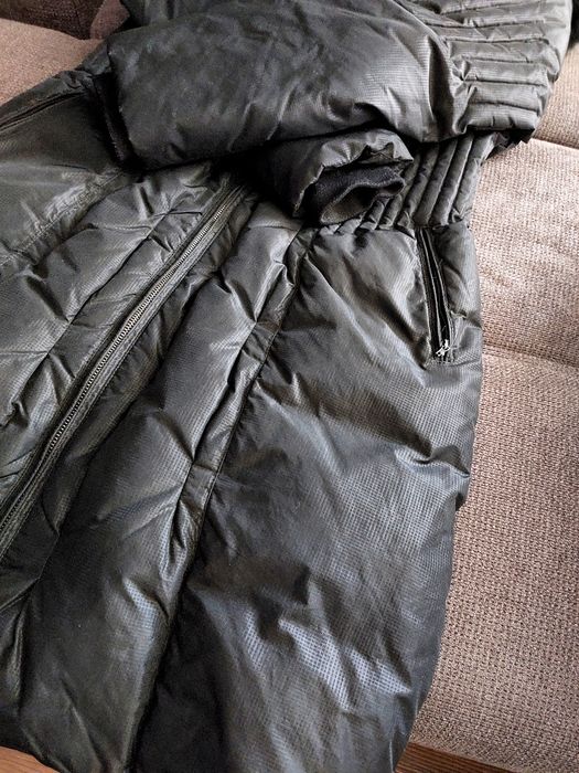 Дамско,дълго яке, с качулка, с естествен  косъм, XL