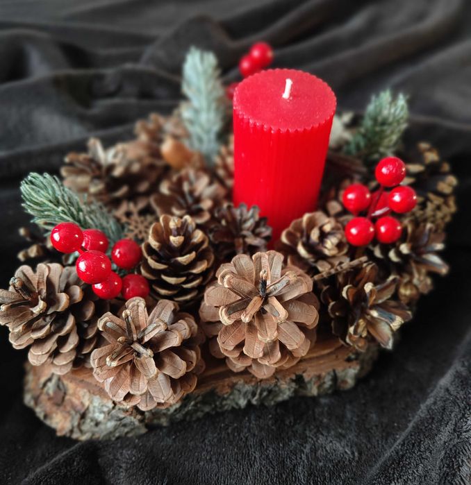 Коледни свещници и венчета ръчна изработка