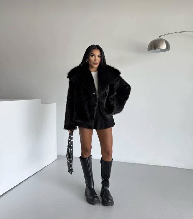 Дамско черно палто