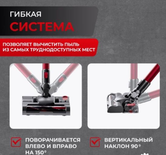 Пылесос вертикальный, беспроводной, время работы 60 мин, мощность 1000