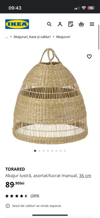 Abajur ikea Torared ca nou