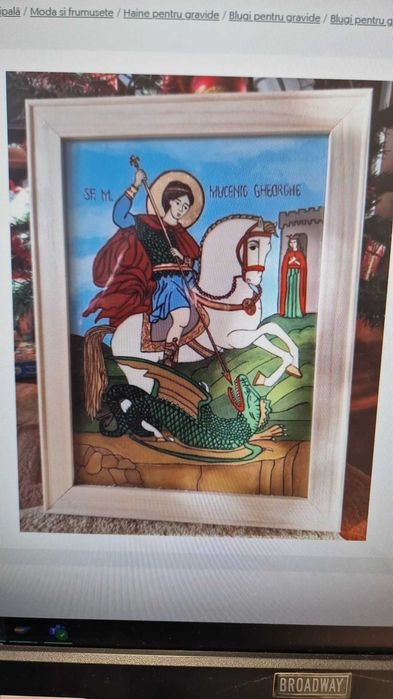 Icoana pictata manual-Dimensiune mare A3_-Sf Gheorge