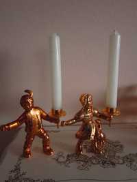 cadou rar festiv 5 figurine alama aurita cu/fara sfesnic Germany'80