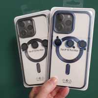 Husa MagSafe + Folie Protectie Camera iPhone 15 Pro Max Blue/Black
