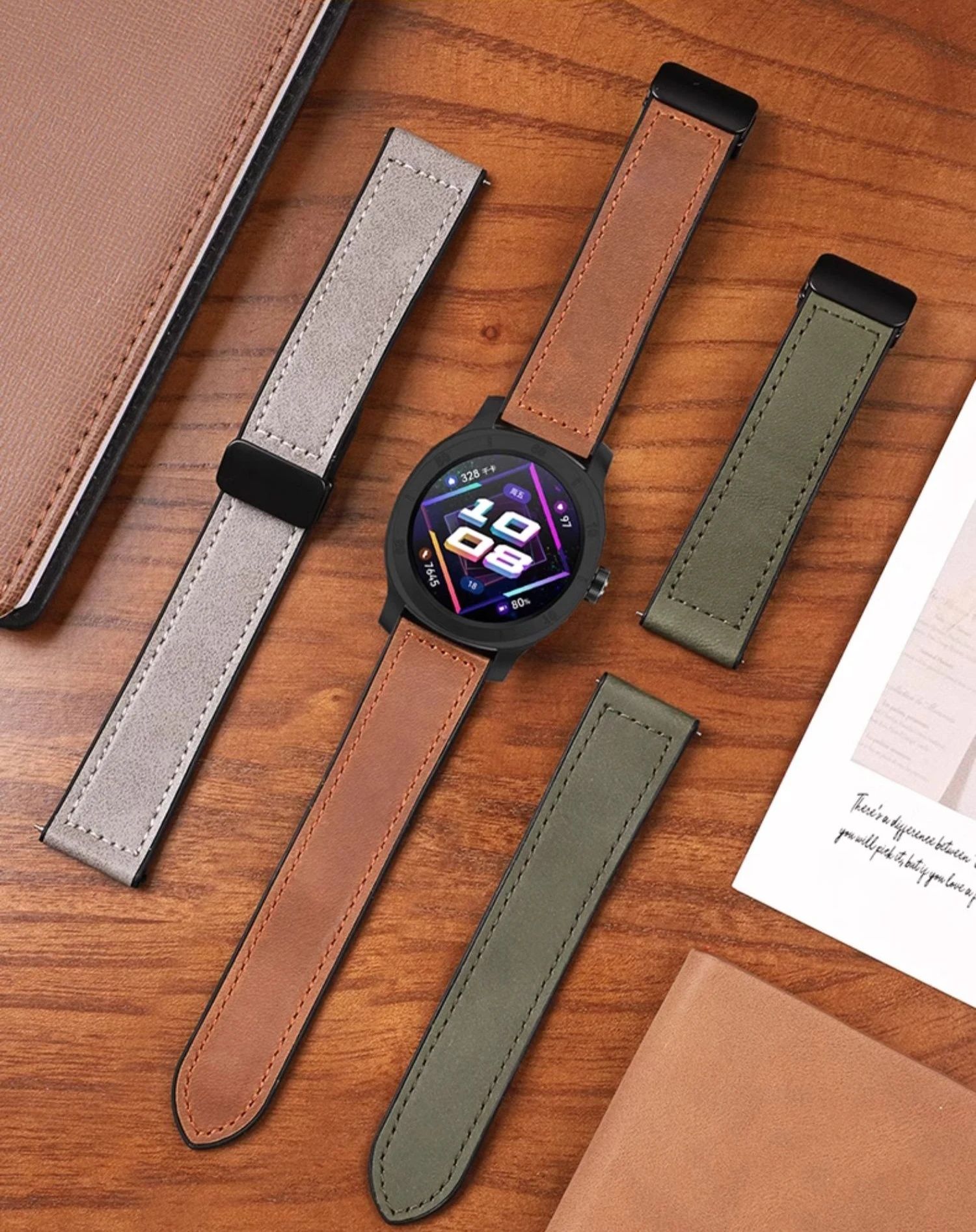 Кожена силиконова каишка за Huawei Watch/Samsung/Garmin/Xiaomi/Apple