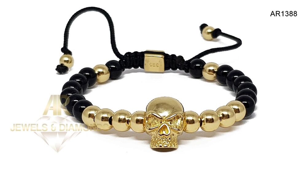 Bratara Aur 14 K Skull Collection ARJEWELS(AR1388)