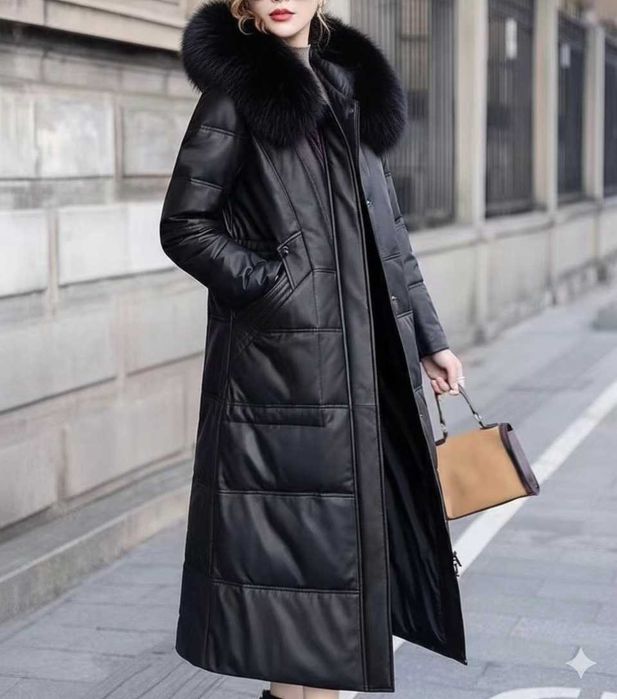 100% Овчина. Шикарное пальто-дубленка стиль пуховик 3-в-1. Новое!