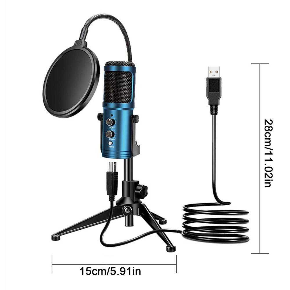 Комплект кондензаторен микрофон за стрийминг на подкаст USB Stu,ЧЕРЕН