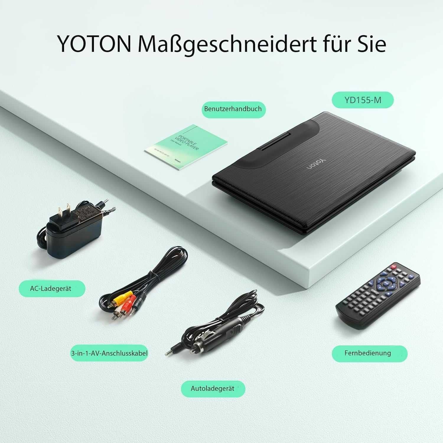 Портативен ДВД плейър YOTON, батерия, USB/SD