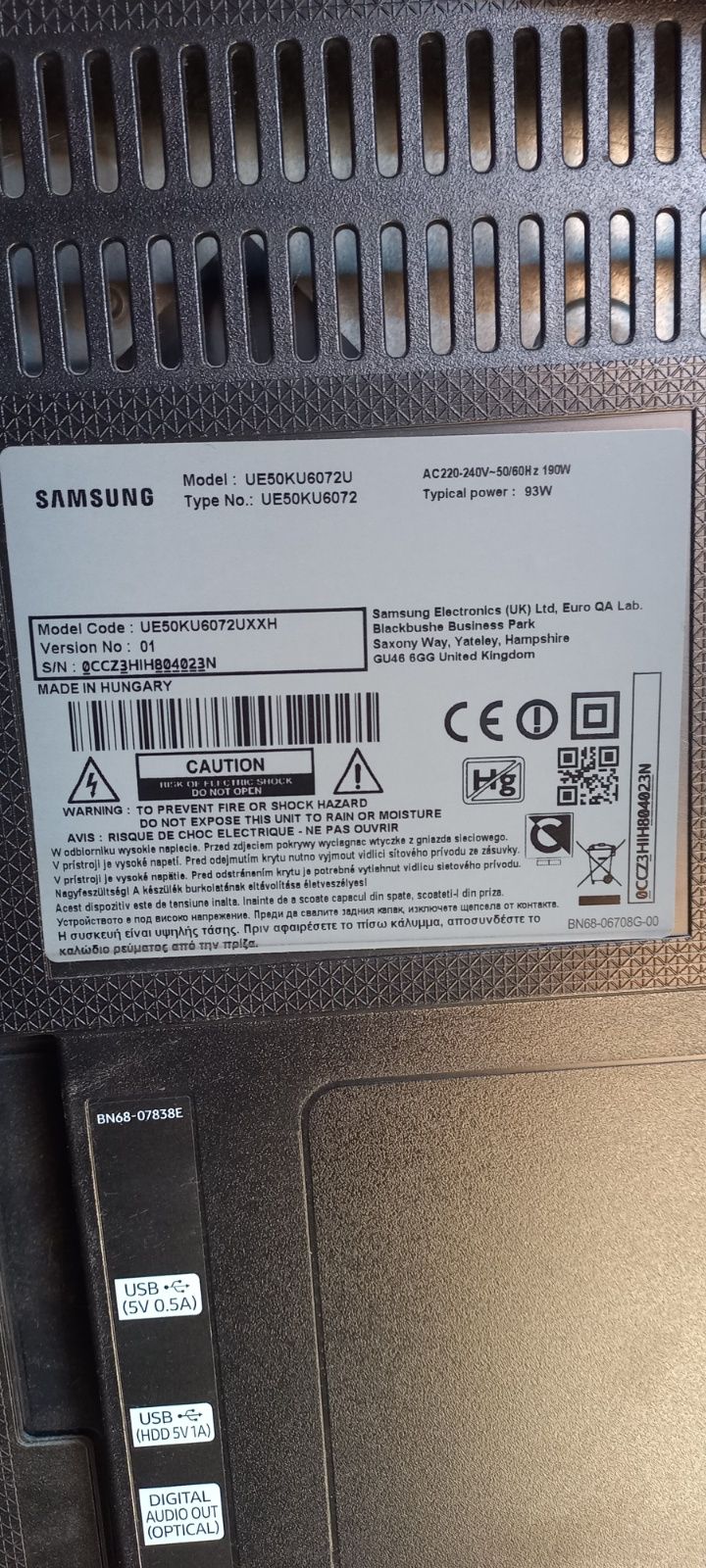 Vând urgent televizor samsung, smart, 4k, pentru piese 4k ,