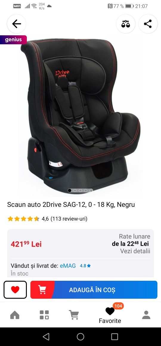 Vând scaun auto bebe