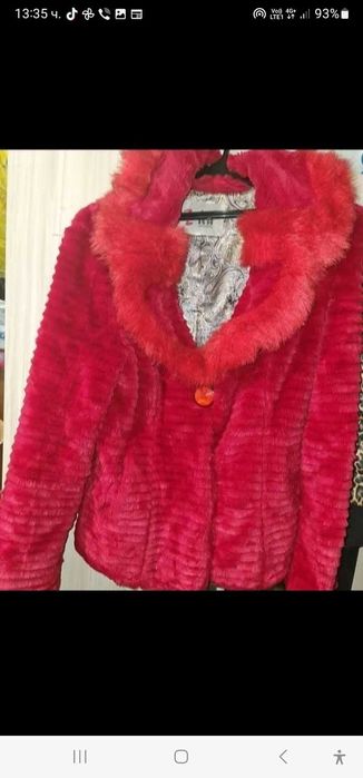 Палто от  еко кожа имитация на норка