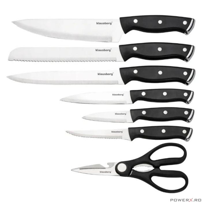 Set de cutite 13 piese, cu ascutitor si suport, otel inoxidabil,