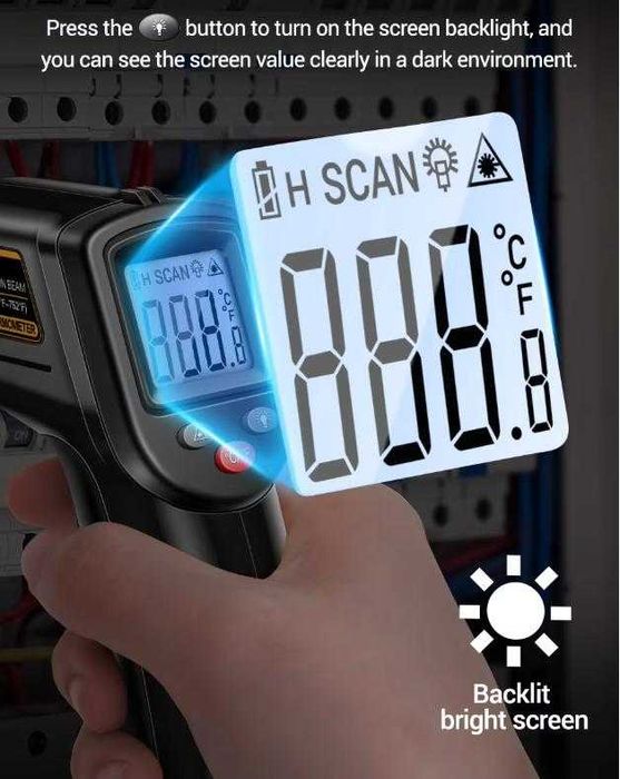 Термодетектор Пирометър Термограф Безконтактен Термометър Лазер Сензор