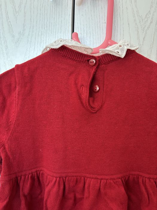 Rochie rosie carouri Zara 86 Hm H&M 12-18 craciun