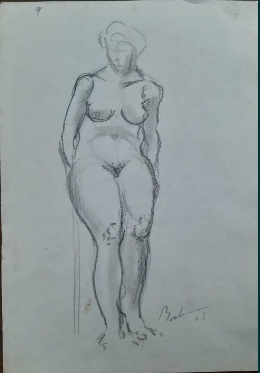Corneliu Baba, Creion pe carton, Semnat, Datat 1963 Dim. 22 x 30 cm