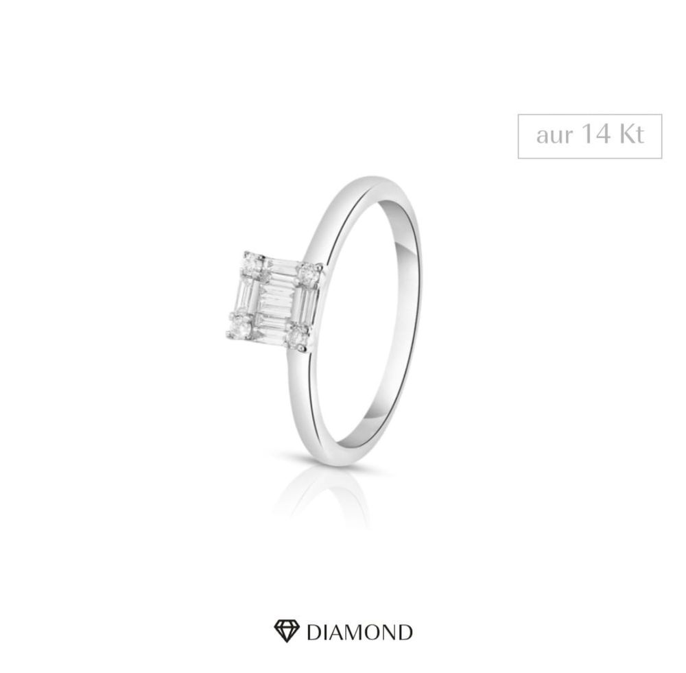 Inel de logodna aur 14k cu 12 diamante naturale