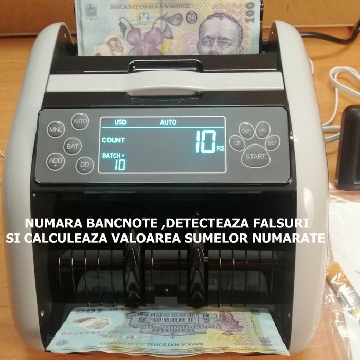 Mașină /aparat numărat bancnote/bani si detectie falsuri, display LCD