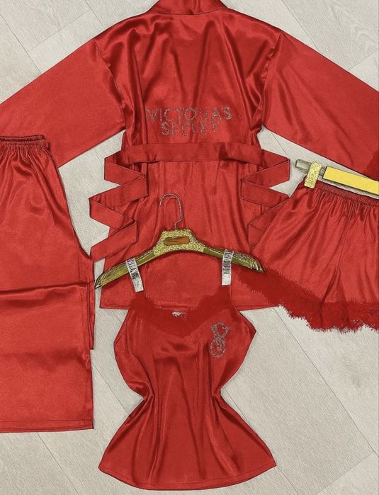 Атласная пижама для женщин, домашний комплект 4,