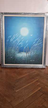Картина  "Лунна Хармония: Чайки в Морската Природа"
