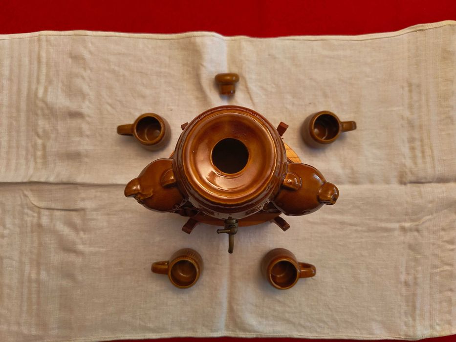 Set vânătoresc de servit băuturi-ceramica smaltuita