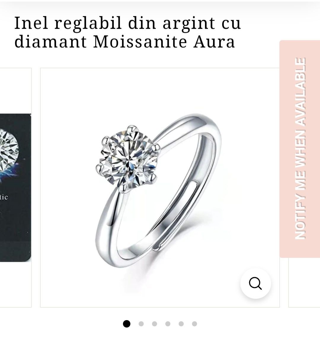 Inel reglabil din argint,cu diamant