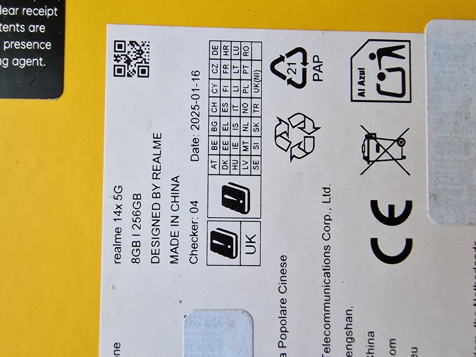 Telefon mobil Realme 14x, 8GB RAM, 256GB, 5G