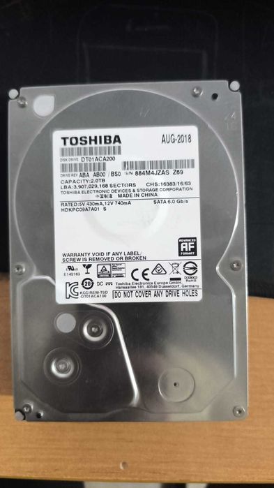 Жесткий диск Toshiba 2TB (2000ГБ), здоровье 100%