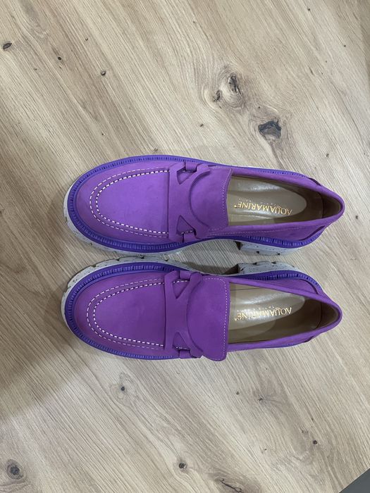 Естествен велур- мокасини Aquamarine