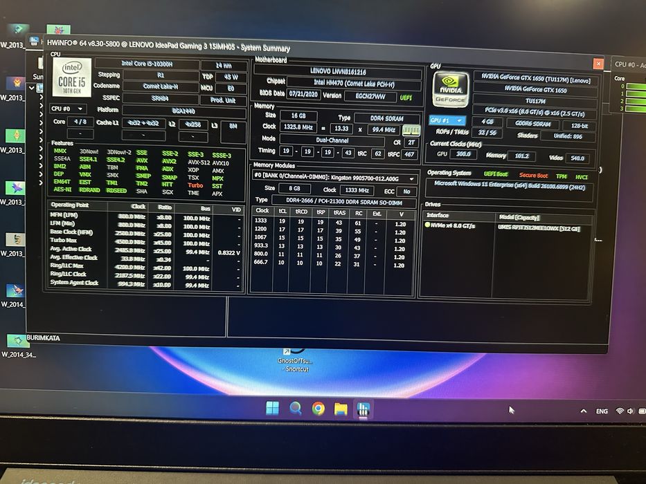 Lenovo Ideapad Gaming 3 GTX 1650 i5 16GB
