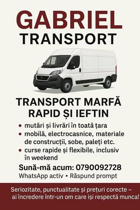 Transport marfa în toată tara cât și extern!