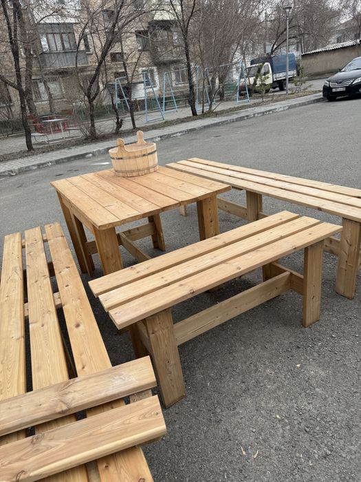 Стол и лавочки для бани