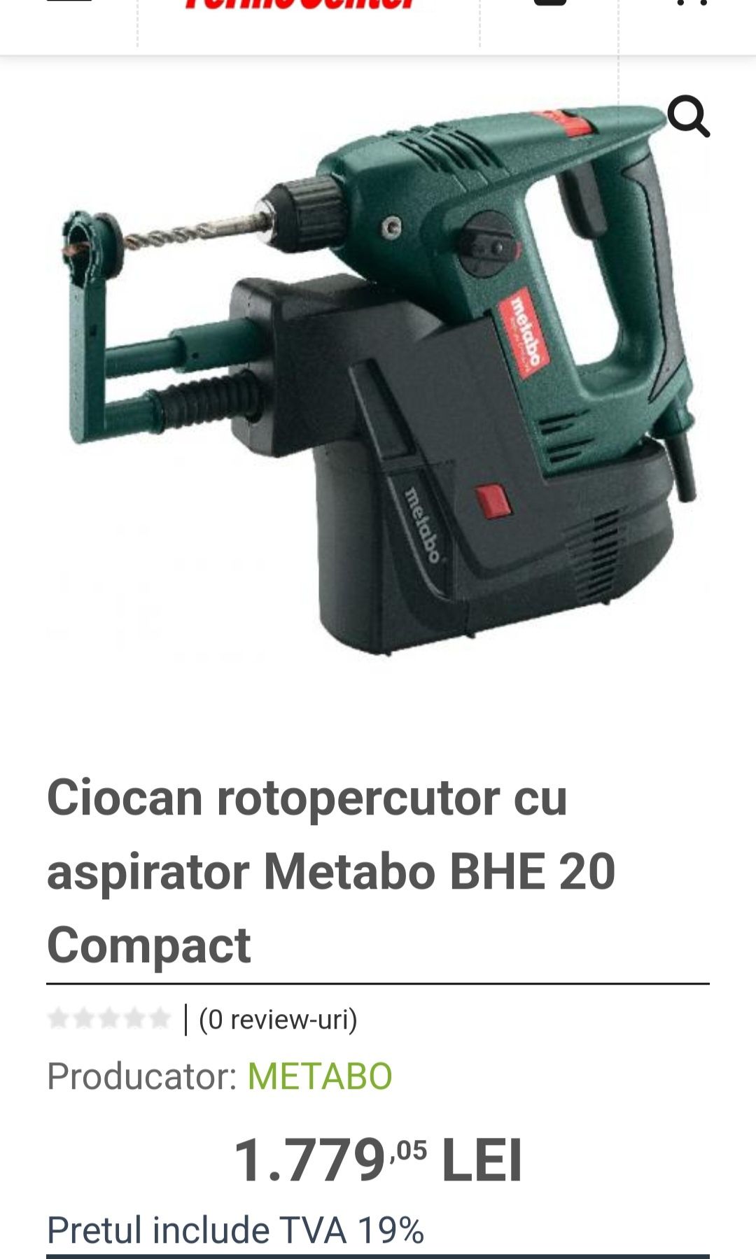 Rotopercutor Metabo BHE20 Compact cu aspirator