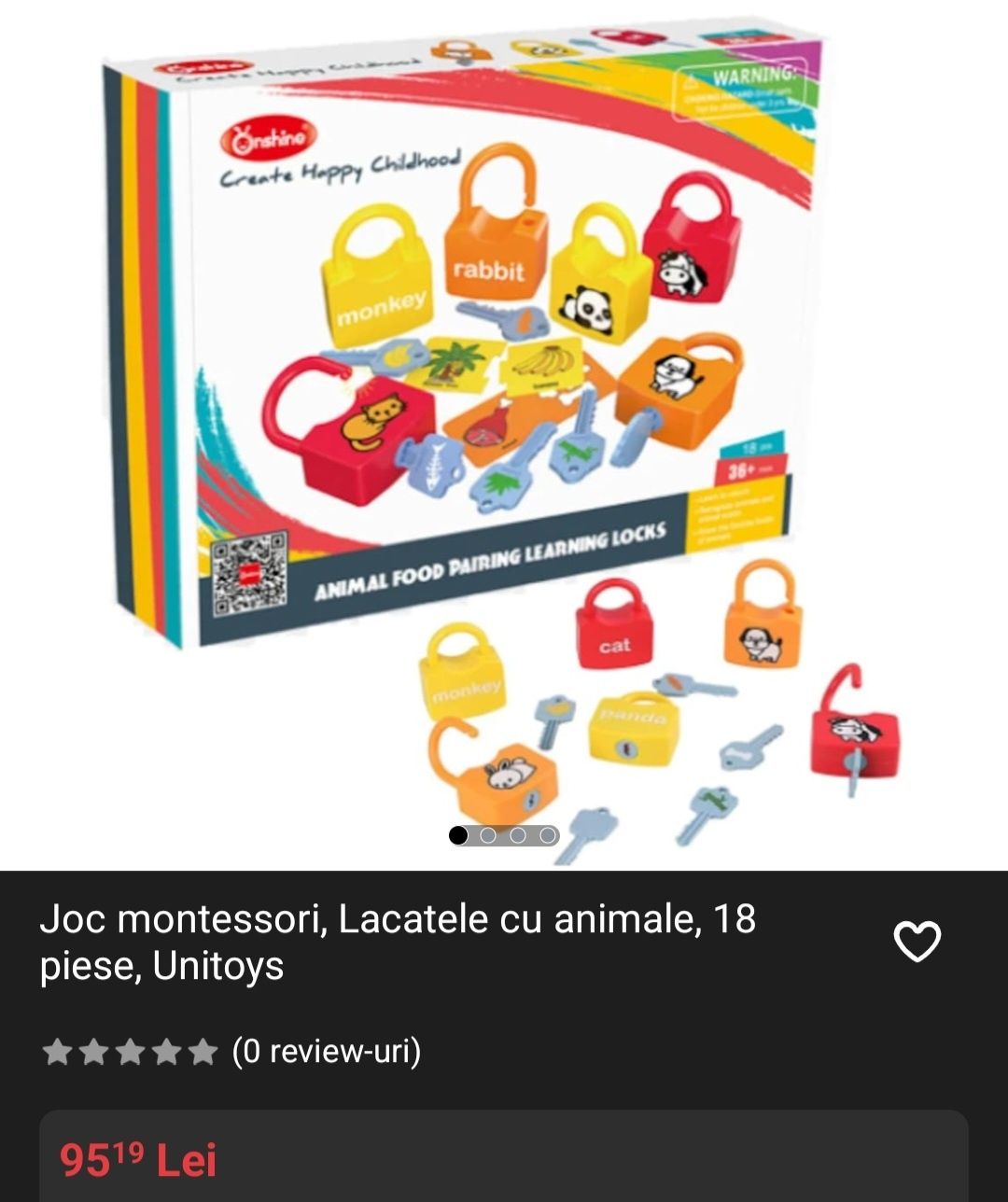 Jucării,Joc Montessori -Lacătele cu animale