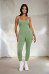 Salopetă Verde Seamless cu Bretele Reglabile Fit ptr Sala,XS/S
