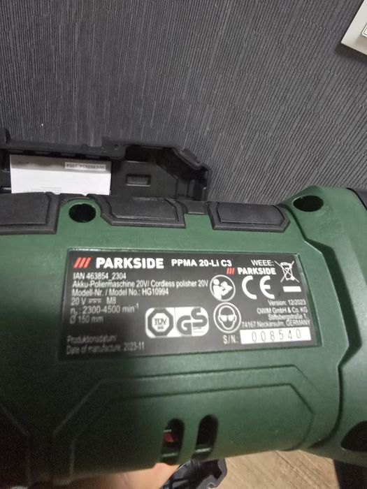 Чисто нова Parkside акумулаторна полирмашина 20v