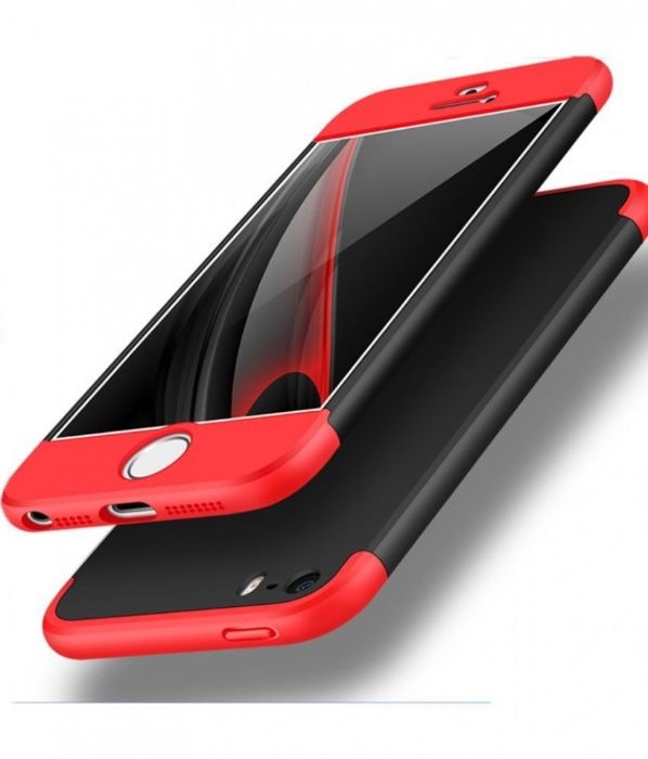 Husa Apple iPhone 6/6S, FullBody 360° 3in1 Negru-Rosu