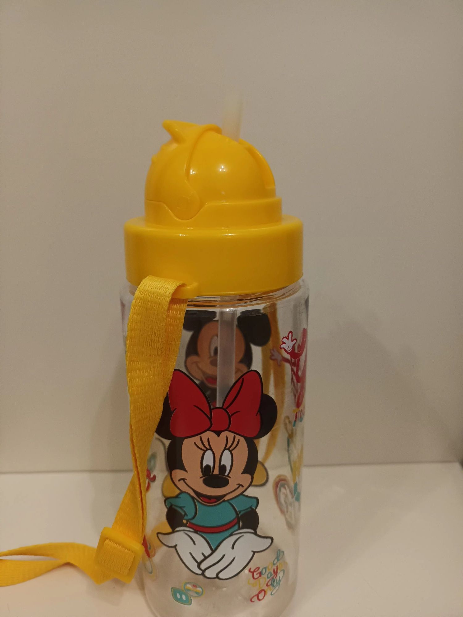 Sticluță din plastic, cu pai, Mickey și Minnie
