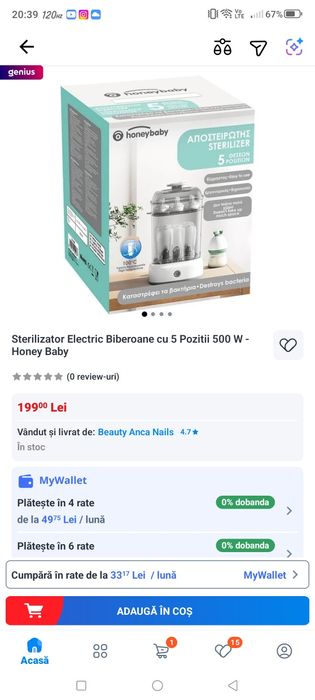 Sterilizator Electric Biberoane cu 5 Pozitii 500 W - Honey Baby