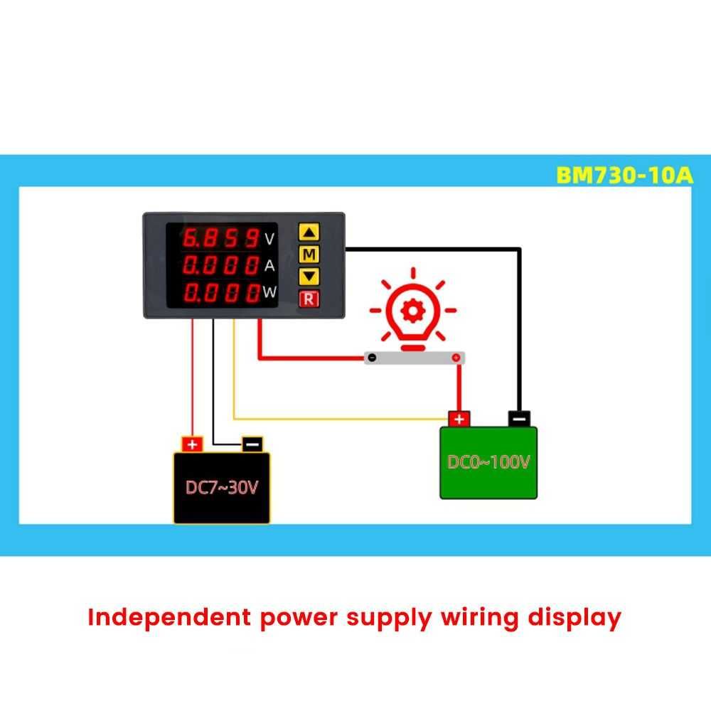 Powermetru digital panou 100 V 10A 1000W  ALARMA si CALIBRARE digitala