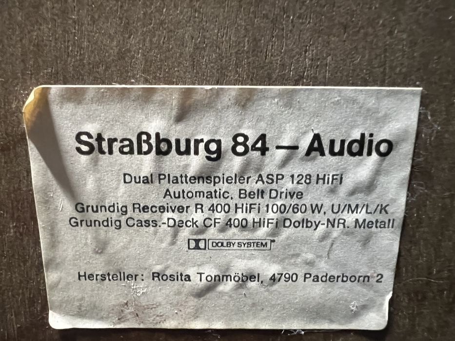 Raft/dulap audio vintage Rosita cu pick-up Dual 128 incorporat