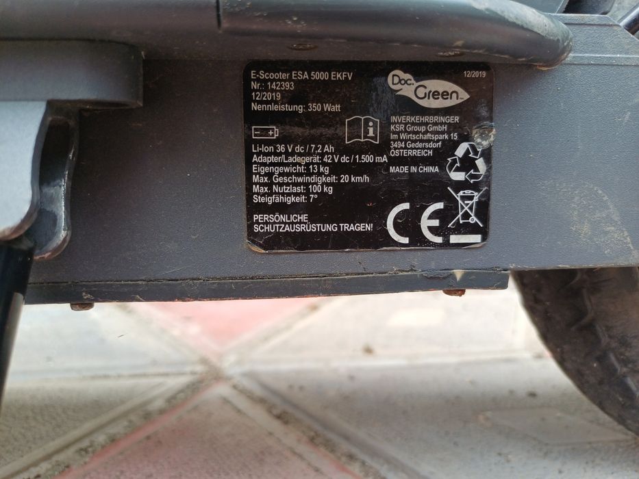 Trotineta e-scooter esa 5000 EKFV Doc Green