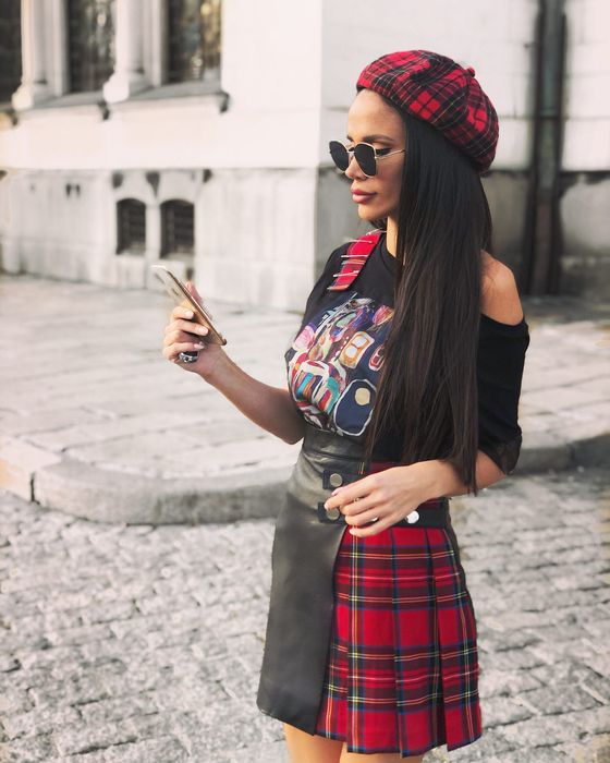 Кожена пола каре Avin, avin