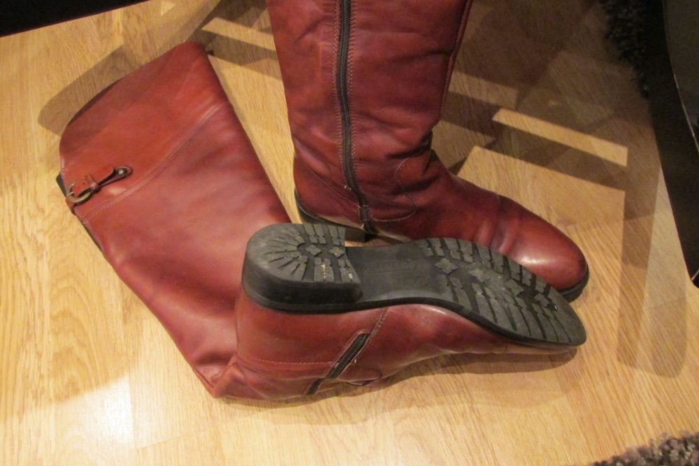 Cizme din piele cognac