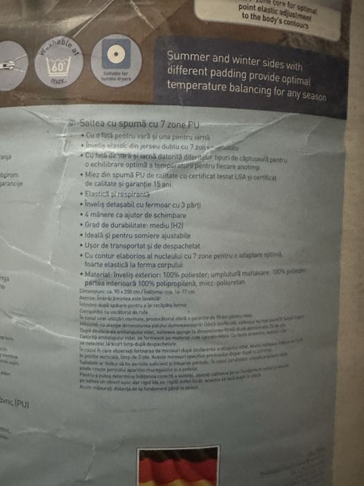 Saltea cu spuma cu 7 zone PU