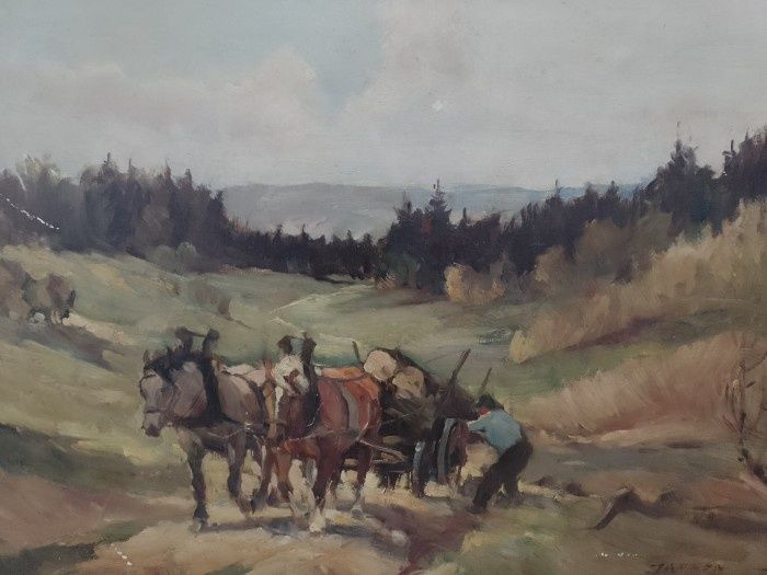 Ulei pe panza o lucrare veche semnată încadrata într-o ramă Blondel di