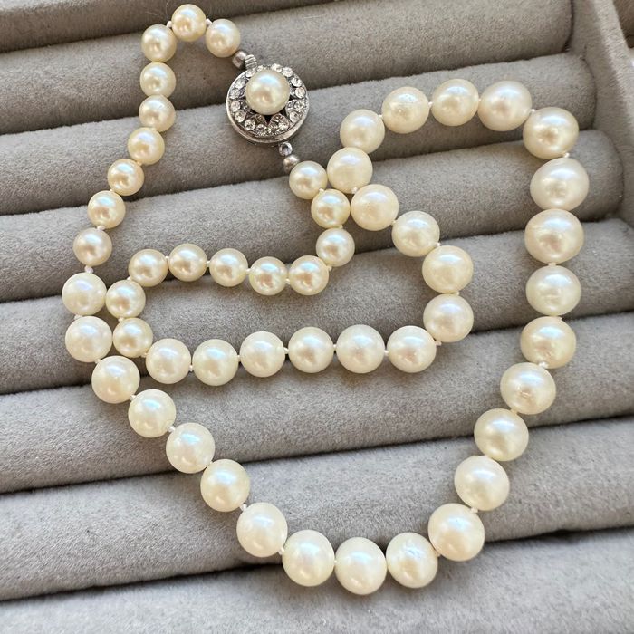 Vintage colier perle naturala Akoya de apă sărată