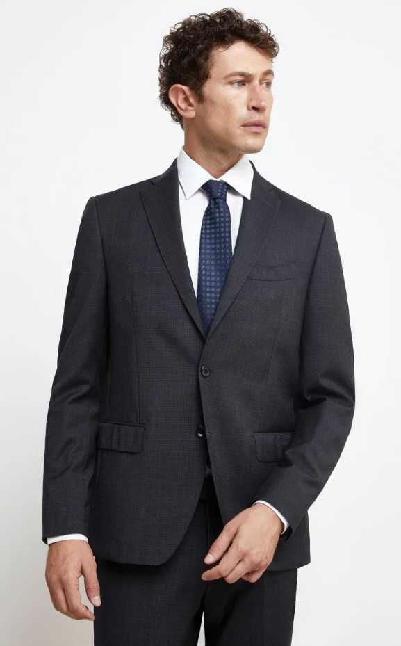 Sacou blazer 40 L slim Massimo Dutti NOU lana Finest Italian albastru