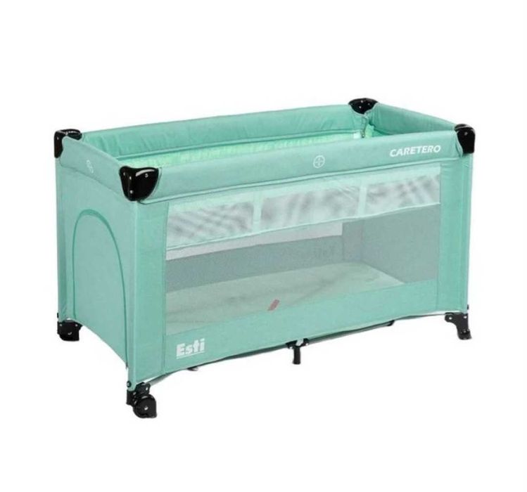 Patut bebelusi cu 2 nivele turcoaz +Saltea cu husa detasabila