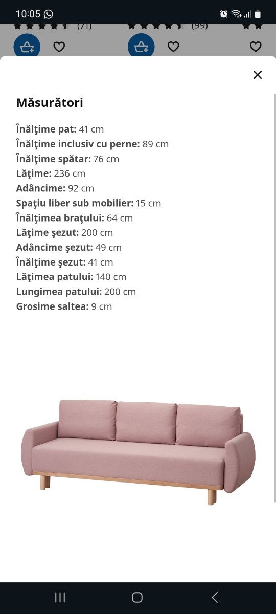 Canapea Ikea 1000 lei